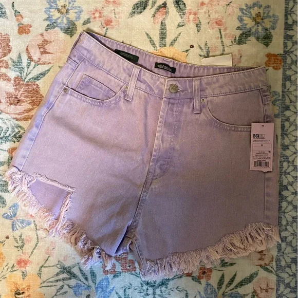 Wild Fable Purple Frayed Hem Jean Shorts - Picture 3 of 6